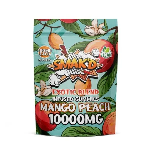 TKO Smak’d Exotic Blend Delta 8 THC Infused Gummies | 10,000 MG| Mango peach